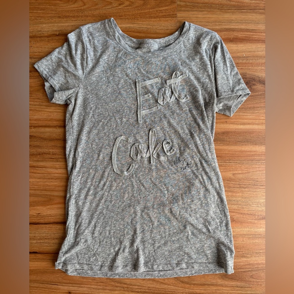 Aerie Heather Grey Eat Cake Why Not Tee Shirt - Picture 2 of 5
